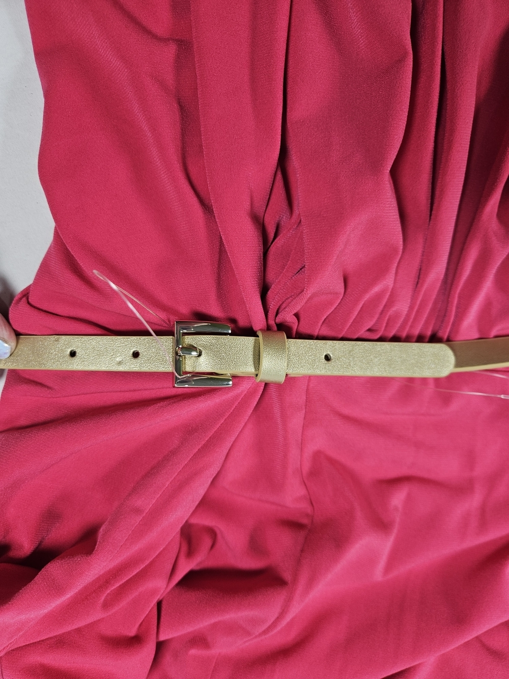NWT Size 14 Tommy Hilfiger Twisted Halter Midi Dress in Magenta with Gold Belt - Picture 9 of 14